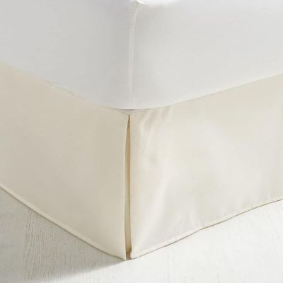 Twin Size Bed Skirt Ivory Box Pleated Bed Skirt with 18" Drop-Natural Cotton 600 Thread Count Premium Finish Box Pleated Bed Skirt Split Corner Bed Skirt (39 X 75) Twin
