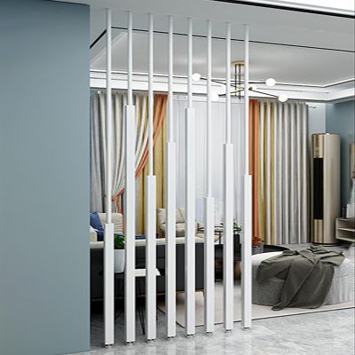 Setof 8 Floor To Ceiling Room Divider Wall - No Need to Drill Column Partition Freestanding - Adjustable Height Room Divider Screen Columns for Home Office Entryway Decor(White-8pcs,Height 80.7in/6.72