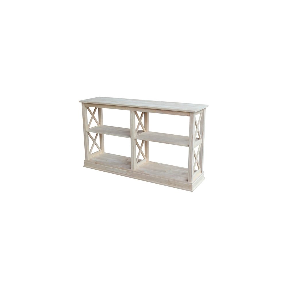 HomeStock Sofa Server Table - Solid Hardwood with Butcher Block Top - Living Room & Entryway Accent Table