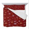 Snowflake Red Quilt Twin XL Bedding Set, Christmas Winter Boho Gold White Dot Lightweight Summer Quilt with Pillow Shams 3 Pieces Microfiber Soft Quilt Set Bedspread Coverlet for All Seasons view 1