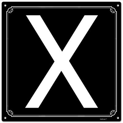 12x12 Inch Aluminum "X" Logo: A Stylish Accent for Your Indoor & Outdoor Home Spaces, Including Gardens, Bedrooms, & Kitchens.