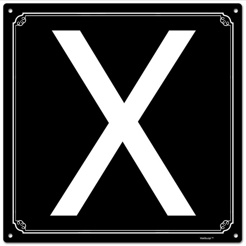12x12 Inch Aluminum "X" Logo: A Stylish Accent for Your Indoor & Outdoor Home Spaces, Including Gardens, Bedrooms, & Kitchens.