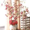 Artificial Pip Berry Stems 27.6in Orange Red Green White Faux Holly Berry Flowers Branches Bouquet Handmade Berry Picks for Table Centerpiece Vase Home Wedding Christmas Holiday Decor (Red, 5) view 2