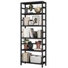 Bamjoy Bamboo Shelf, 6-Tier Bookshelf Adjustable Storage Shelves, Tall Shelving Unit Plant Stand, Storage Rack for Bathroom Home Office Living Room Kitchen, 23.6W x 10.2D x 63.4H Black view 1