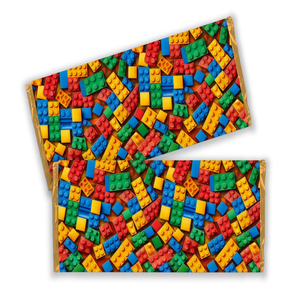 12 Building Blocks Chocolate Candy bar Wrappers for Birthday Parties and Baby Showers