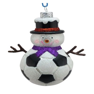 Kurt Adler Noble Gems 3.5 Inch Soccer Snowman with Purple Scarf Ornament