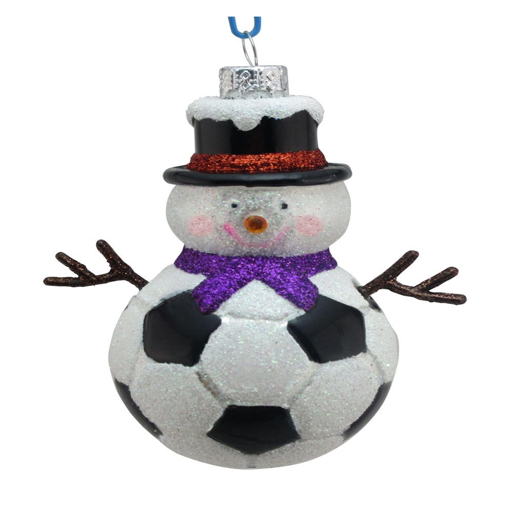 Kurt Adler Noble Gems 3.5 Inch Soccer Snowman with Purple Scarf Ornament