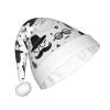 HCLYvexiria Santa Hat for Adults Plush Christmas Hat Beard Hat Black White Pattern Xmas Hats Soft Santa Hat with Pompom view 1
