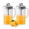 2 Pcs Mixing Pitcher for Drinks, 2 Quart/64oz Plastic Water Pitcher with Lid, Angled Plastic Blades and Adjustable Mixer Plunger for Juice, Tea, Milk, Beverage Container view 1