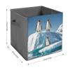 VFKLT Folding Storage Bins, Cute Penguins On The Iceberg Printed Storage Boxes Cube Storage Organizer Large Capacity Home Multi Functional Storage Box for Bedroom Living Room Office 2PCS view 2