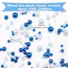 SUNNYCLUE About 1500~2000Pcs Blue Filler Beads Plastic Pearls No Hole Round Ball White Small Makeup Candle Fillers Summer Floating Bead for Nail Art Table Scatter Candle Vase Fillers Party Decoration view 2