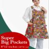 APRONNER Cozy Adjustable Cross Back Aprons for Women with Pockets Cotton Linen Cooking Kitchen Baking Flaming Flowers view 2