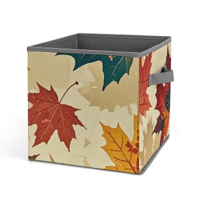 LXTDPBK Storage Bins Folding Storage Boxes Autumn Maple Storage Baskets for Shelves Closet Organizers And Storage Foldable Storage Containers Cube Storage Bins for Clothes