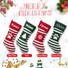 Set of 4 Personalized Knitted Christmas Stocking with Name, Christmas Trees Snowflake Paw Custom Needlepoint Stockings Set, Embroidery Customized Keepsake Christmas Holiday Decorations for Family view 2