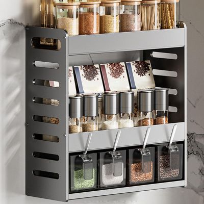 3 Layers,27.5cm,Hanging Spice Rack Organizer for Kitchen - Wall Mounted Seasoning Organizer - Kitchen Spice Organizer - Countertop Spice Holder - Space Saving Design for Kitchen, Pantry