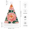 QWNMD Santa Hat Peach Peony Print Printed Christmas Hat Xmas Hat for Adults Men Women Christmas New Year Party Supplies And Gifts view 2
