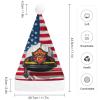 QWNMD Santa Hat Red Stripe Firefighter USA Flag Printed Christmas Hat Xmas Hat for Adults Men Women Christmas New Year Party Supplies And Gifts view 2