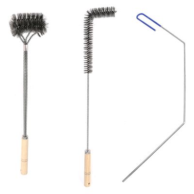 3 Pcs Fryer Cleaning Tools - L Shaped Stainless Steel Bristles Deep Cleaning Brush and Rod for Restaurant Air Fryer