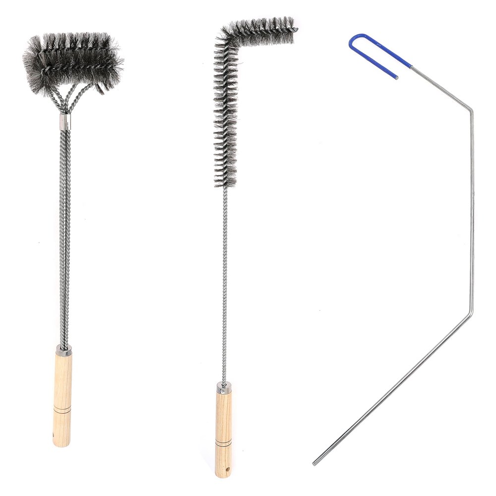 3 Pcs Fryer Cleaning Tools - L Shaped Stainless Steel Bristles Deep Cleaning Brush and Rod for Restaurant Air Fryer