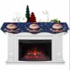 Fireplace Scarf, Winter Merry Christmas Blue Cowboy Santa Claus Snowflake Western Navy Mantel Scarf Fireplace Top Runner Mantle Scarves Cover for Party Holiday, 90x17 Inch view 1