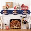Fireplace Scarf, Winter Merry Christmas Blue Cowboy Santa Claus Snowflake Western Navy Mantel Scarf Fireplace Top Runner Mantle Scarves Cover for Party Holiday, 90x17 Inch view 3