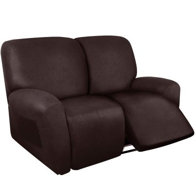 ANARACHON Loveseat Recliner Cover Leather Look Recliner Loveseat Covers Recliner Sofa Cover for 2 Seater Reclining Couch Spandex Fabric Washable 6 Pieces (2 Seater, 01 Chocolate)