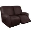 ANARACHON Loveseat Recliner Cover Leather Look Recliner Loveseat Covers Recliner Sofa Cover for 2 Seater Reclining Couch Spandex Fabric Washable 6 Pieces (2 Seater, 01 Chocolate) view 1