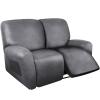 ANARACHON Loveseat Recliner Cover Leather Look Recliner Loveseat Covers Recliner Sofa Cover for 2 Seater Reclining Couch Spandex Fabric Washable 6 Pieces (2 Seater, 01 Light Grey) view 1