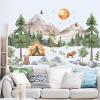 DRWSSR 2 Sheets Removable Cartoon Forest Animals Bear Wall Decals DIY Mountain Tree Wall Decals Pine Tree Wall Decals Vinyl Sun Wall Decals Flying Birds Art Decor for Nursery Kids Room Bedroom Decor view 1