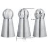 3 Pcs Russian Piping Tips Stainless Steel Flower Frosting Icing Piping Nozzles DIY Cake Cupcake Decorating Supplies Kit Sphere Russian Ball Tips for Pastry Baking view 2