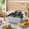 1750W Electric Deep Fryer with Basket,5L /21 Cups Stainless Steel Electric Oil Fryer with 3 Frying Baskets, Adjustable Temperature,View Window Lid,Countertop Stainless Steel Body Deep Fryer Pot view 4
