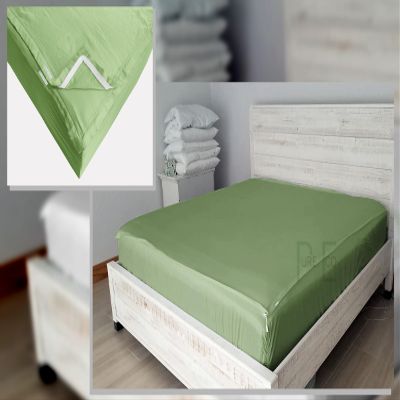 Zipper Fitted Sheet Full XL Size 54X80 - Includes 2 Zip-On Sheets & 1 Fitted Sheet Base - 10 Inch. Deep Pockets Full XL Size Zipper Sheets - Premium Soft Cotton 600 TC Fitted Sheet - Sage Green