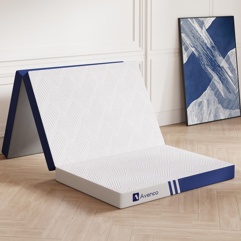 Avenco Folding Mattress Twin, Trifold 4 Inch Memory Foam for Guest Room/Caravan/Camping/Travel, Tri Folding Mattress Portable with Removable Cover & Non-Slip Bottom, 75"x39"x4"