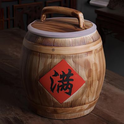 ETBEREAL Ceramic Rice Container, Ceramic Rice Cylinder with Lid, Grain Storage Food Dispenser, Food Airtight Storage Jars, for Flour, Rice, Nuts, Snacks