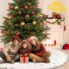 Christmas Tree Skirt Extra Large 72 Inch Thick White Plush Faux Fur Sliver Snowflake Sequin Snow Xmas Tree Skirts Blanket Rug Party for Indoor Holiday Home Garden view 2