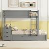 Ball & Cast Twin-Over-Twin Bunk Bed with Twin Size Trundle,Solid Wood Bedframe W/Desk & Drawers,USB,Space Saving,Easy Assembly,Multifunctional Bedroom Furniture Set for Boys Girls Teens,Gray view 3