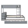 Ball & Cast Twin-Over-Twin Bunk Bed with Twin Size Trundle,Solid Wood Bedframe W/Desk & Drawers,USB,Space Saving,Easy Assembly,Multifunctional Bedroom Furniture Set for Boys Girls Teens,Gray view 4