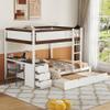 Ball & Cast Full-Over-Full Bunk Bed with Twin Size Trundle,Solid Wood Bedframe W/Desk & Drawers,USB,Space Saving,Easy Assembly,Multifunctional Bedroom Furniture Set for Boys Girls Teens,White+Walnut view 1
