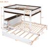 Ball & Cast Full-Over-Full Bunk Bed with Twin Size Trundle,Solid Wood Bedframe W/Desk & Drawers,USB,Space Saving,Easy Assembly,Multifunctional Bedroom Furniture Set for Boys Girls Teens,White+Walnut view 2