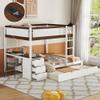 Ball & Cast Full-Over-Full Bunk Bed with Twin Size Trundle,Solid Wood Bedframe W/Desk & Drawers,USB,Space Saving,Easy Assembly,Multifunctional Bedroom Furniture Set for Boys Girls Teens,White+Walnut view 4