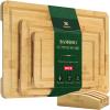 Bamboo Cutting Board Set for Kitchen - Set of 3 with Groove and Cutting Board Rack, Ideal for Bamboo Chopping Board Set for White Elephant Gift, House Warming Gifts New Home, Wedding view 1