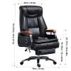 650LBS Big and Tall Office Chair, with Footrest Genuine Leather with Solid Wood High Back Executive Office Chair Rocking Backrest(Cowhide Leather-Black) view 2