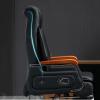 650LBS Big and Tall Office Chair, with Footrest Genuine Leather with Solid Wood High Back Executive Office Chair Rocking Backrest(Cowhide Leather-Black) view 3