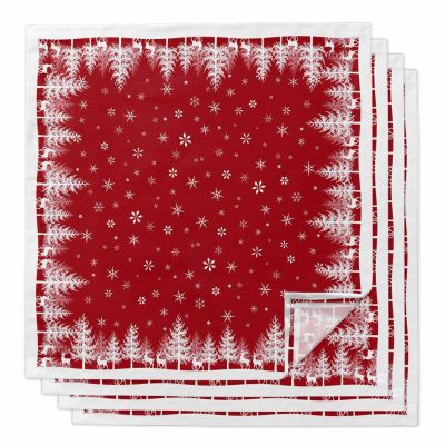 Boanket Red Christmas Cloth Napkins Set of 4, Holiday Napkins for Baby Shower, Xmas Tree Elk Snowflake Washable Reusable Dinner Napkins for Cocktail Wedding Party, 20 x 20 Inch