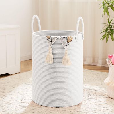 Artfeel Laundry Basket,Woven Cotton Rope Laundry Hamper,40L for Decorative Storage of Dirty Clothes,Toys and Blankets in Bathroom,Baby Room and Living Room