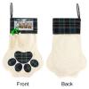 Green Christmas Stockings, Happy Gingerbread Man Printed Hanging Dog Claw Christmas Socks Cute Fireplace Hanging Socks Plush Socks Christmas Tree Decoration view 3