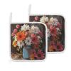 2 Pack Pot Holders for Kitchen Heat Resistant Pot Holders with Pocket Oven Potholders Farm Fresh Flowers Spring Washable Hot Pads for Cooking Baking Oven Pans Trivet 8x8 Inches view 1
