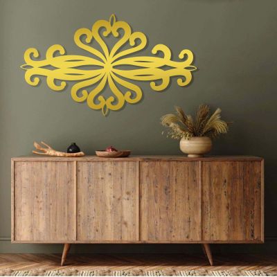 Aportif Metal Scroll Wall Decor, Wrought Iron Scroll Wall Art, Vintage Artwork, Retro Art, Mid Century Wall Art, Boho Farmhouse Decorations, Living Room Decor (Gold, 24"14" | 6035cm)