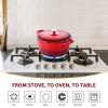 3 Qt Enameled Cast Iron Dutch Oven with Lid, E-far Small Round Nonstick Dutch Oven Pot for Bread Baking Braising Stews Roasting Cooking, Heavy Duty, Induction & Oven Safe - Red view 4