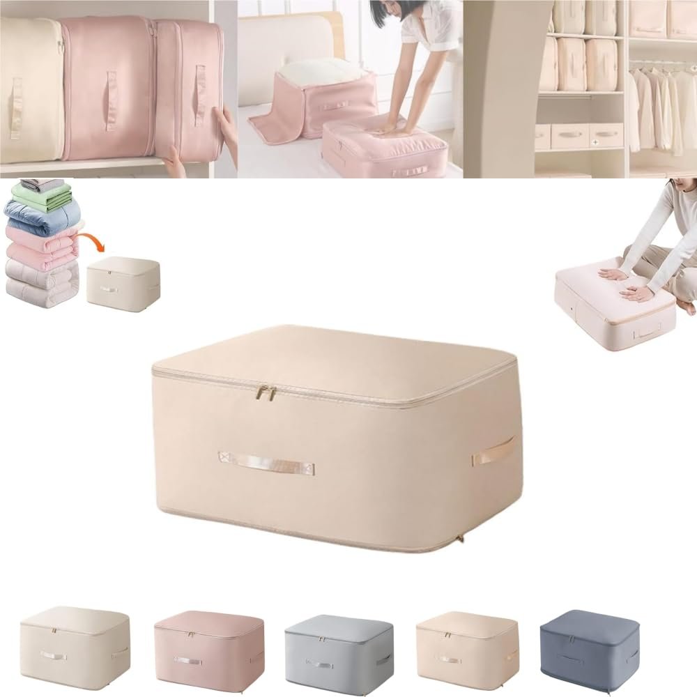 2024 NEW Space Saving Self Compression Organizer,Self Compression Moving Organizer Bags,Storage Tote for Space Saving,Heavy Duty Moving Bags for Comforters,Clothes (Apricot, 15.75 * 11.8 * 7.08in)